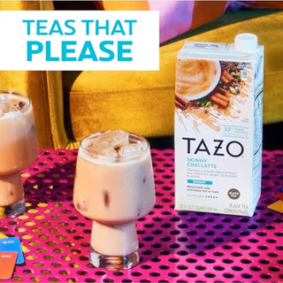 TAZO Skinny Chai Latte & Black Tea Concentrate, w/Spiced Notes of Cinnamon, Ginger &  Vanilla, Easy-to-Serve Chai Tea w/Less Calories for Everyday Lattes, Skinny Mocktails and Hot or Iced, Caffeinated Black Tea (Case of 6) 32oz Cartons