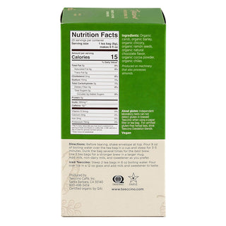Teeccino Organic Herbal Kosher-Parve Dark Roast Chocolate w/Chicory, Barley, Ramón Seeds, Cocoa, Chile Flakes, Zero-Calories Caffeine-Free Herbal Tea (Case of 6) 10 Tea Bags