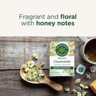 Traditional Medicinals Organic Herbal Kosher Chamomile w/Chamomile Flower, GMO-Free +Gluten-Free, Fair-Trade Caffeine-Free Herbal Tea (Case of 6) 16 Tea Bags