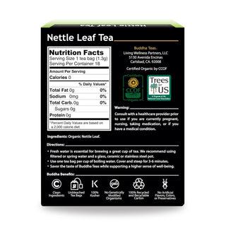 Buddha Teas Organic Herbal Kosher Nettle Leaf, GMO-Free, Caffeine Herbal Tea (Case of 6) 18 Tea Bags