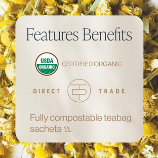 Rishi Organic Herbal Kosher "Chamomile Medley" Blended Infused w/Lemongrass, Lemon Verbena & Spearmint, GMO-Free, Dairy-Free Caffeine-Free  Herbal Tea (Case of 6) 15 Tea Bags