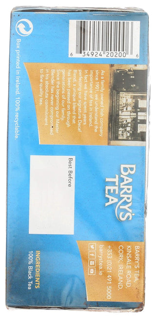 Barry's Tea - Decaf Blend w/Irish Leaves, Natural Source of Antioxidants, 100% Caffeine-Free Black Tea (Case Of 6) 40 Tea Bags