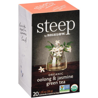 Steep By Bigelow Organic Oolong, Jasmine, Kosher, Gluten-Free Green Tea (Case of 6) 20 Tea Bags