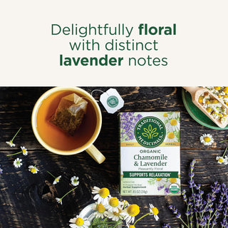 Traditional Medicinals Organic Herbal Kosher Chamomile w/Lavender, Herbal Supplements, GMO-Free, Fair-Trade, Naturally Caffeine-Free Herbal Tea (Case of 6) 16 Tea Bags