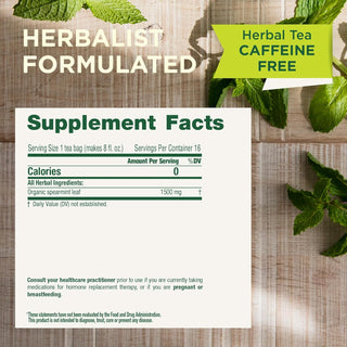 Traditional Medicinals Organic Herbal Kosher Spearmint w/Herbal Supplements, Spearmint Leaf GMO-Free, Fair-Trade, Naturally Caffeine-Free Herbal Tea (Case of 6) 16 Tea Bags