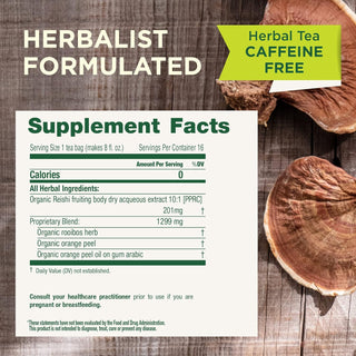 Traditional Medicinals Organic Kosher Herbal  Reishi Mushroom w/Rooibos, Orange Peel GMO-Free Caffeinated Herbal Tea (Case of 6) 16 Tea Bags