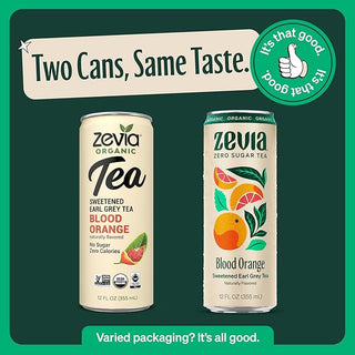 Zevia Organic Herbal Sweetened Kosher, Earl Grey Blood Orange Naturally Flavored Zero-Calories, Citric-Acid w/Stevia Leaf Extract, Gluten-Free, GMO-Free, Vegan, Yeast Free, Wheat-Free, Stevia Leaf Extract & Brewed Black Tea (Case of 12) 12oz Can
