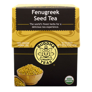 Buddha Teas Organic Herbal Kosher Fenugreek Seed, CCOF Organic, Clean Ingredients, GMO-Free, Bleach-Free Caffeine-Free Green Tea (Case of 6) 18 Tea Bags