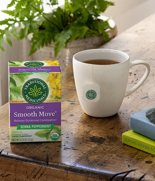 Traditional Medicinals Organic Herbal Kosher Smooth Move w/Senna Leaf, Peppermint, Non-GMO, Naturally Caffeine-Free Herbal Tea (Case of 6) 16 Tea Bags