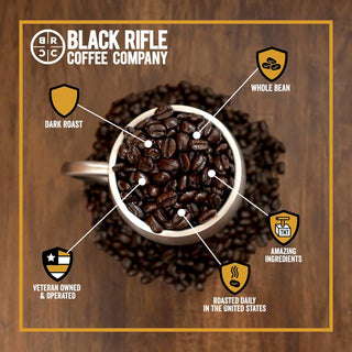Black Rifle Coffee Company Beyond Black, 100% Arabica Dark Roast, Whole Bean, w/Spicy Aroma, BRCC’s, Dark Chocolate-Tasting Notes w/Smoky Finish Gluten-Free, Vegetarian, Vegan Caffeinated Coffee (Pack of 1) 12oz Bag