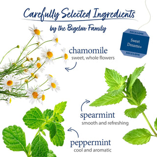 Bigelow Tea Herbal Kosher "Sweet Dreams" w/ Chamomile, Hibiscus, Peppermint Leaves, Rose Blossoms Spearmint Leaves, Spice, Orange Blossoms, Mint, Gluten-Free, GMO-Free, Caffeine-Free Green Tea (Case of 6) 20 Tea Bags