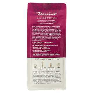 Teeccino Organic Herbal Mediterranean Vanilla Nut w/Carob, Barley, Chicory, Dates, Almonds, Figs, Natural Flavors Medium Roast Grind Caffeine-Free Coffee (Case of 6)11oz Bags