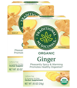 Traditional Medicinals Organic Herbal Kosher & Ginger Non-GMO, Fair-Trade Caffeine-Free Herbal Tea (Case of 6) 16 Tea Bags