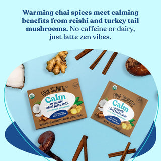 Four Sigmatic Organic Chai Latte w/Functional Mushroom Turkey Tail, Reishi & Coconut Milk Powder, Supports Gut & Digestion Health, No Dairy, Gluten-Free Decaffeinated Instant Latte Mix (Pack of 10) 2.12oz