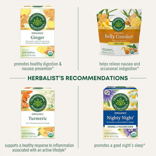 Traditional Medicinals Organic Herbal Kosher Golden Ginger w/Chamomile Flower Fair-Trade GMO-Free Caffeine-Free Herbal Tea (Case of 6) 16 Tea Bags