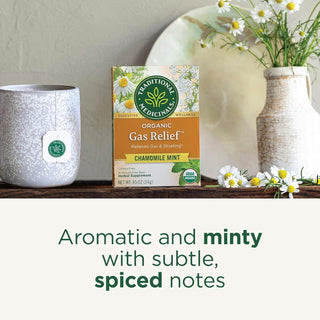 Traditional Medicinals Organic Herbal Kosher w/Caraway Fruit, Coriander Fruit, Chamomile Flower, Lemon Balm Leaf & Peppermint Leaf, Gas Relief Caffeine Herbal Tea (Case of 6) 16 Tea Bags