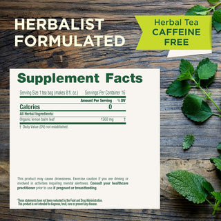 Traditional Medicinals Organic Kosher Herbal Lemon Balm Naturally, Non-GMO Verified. Kosher. Caffeine Free. Certified B Corp. Compostable Tea Bags, Caffeine-Free GMO-Free, Herbal Tea (Case of 6) 16 Tea Bags