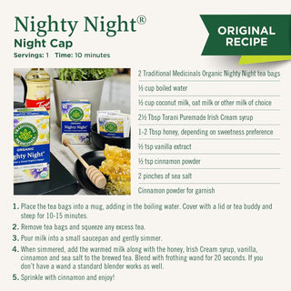Traditional Medicinals Organic Herbal Kosher Nighty Night Valerian, w/Valerian Root, Passion Flower, Lemon Balm Leaf, non-GMO, Gluten-Free, Caffeine-Free Herbal Tea (Case of 6) 16 Tea Bags