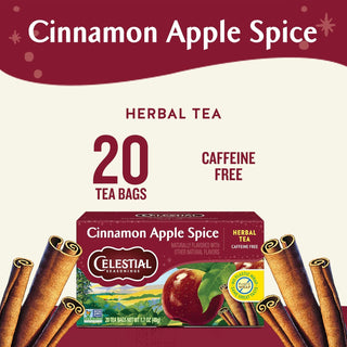 Celestial Seasonings Herbal Kosher, Cinnamon Apple Spice w/Blended Cinnamon, Hibiscus, Chamomile, Roasted Chicory, w/Notes of Chocolate & Butterscotch, Gluten-Free, Caffeine-Free Herbal Tea (Case of 6) 20 Tea Bags