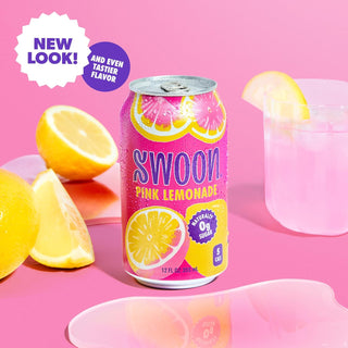 Swoon Lemonade Pink w/Lemon Juice Concentrate, Strawberry Juice Concentrate, Lemon Oil, Raspberry Juice Concentrate, Monk Fruit Extract, Vegetable Juice (Case of 12) 12 Fz Can