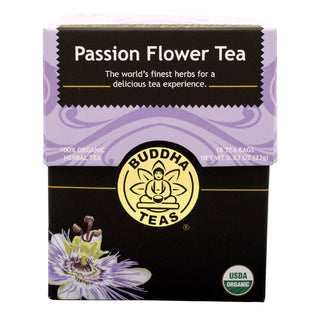 Buddha Teas Organic Herbal Kosher Passion Flower w/Herbal Supplement, Antioxidant, Bleach Free & Dioxin Free GMO-Free, Caffeinated Herbal Tea (Case of 6) 18 Tea Bags