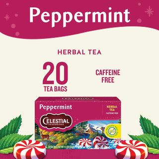 Celestial Seasonings Herbal Kosher Peppermint Gluten-Free GMO-Free Caffeine-Free Herbal Tea (Case of 6) 20 Tea Bags