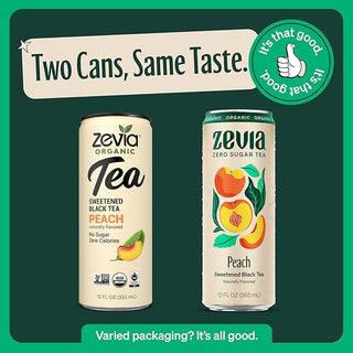 Zevia Organic Kosher Peach, w/Stevia Leaf Extract, Gluten-Free, GMO-Free, Fair-Trade, Vegan, Wheat-Free, Yeast-Free, Zero Calories, Sugar-Free Caffeine-Free Black Tea (Case of 12) 12 Fz Cans