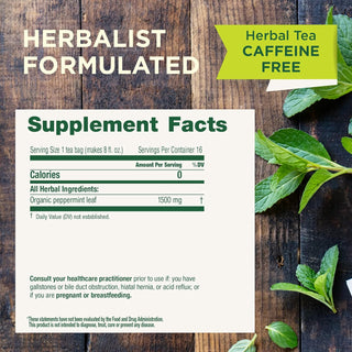 Traditional Medicinals Organic Herbal Kosher Peppermint non-GMO, Naturally Caffeine-Free Herbal Tea (Case of 6) 16 Tea Bags