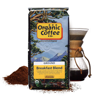 Organic Coffee Company Kosher, 100% Arabica Light Roasted Ground Bean Breakfast Blend w/Vanilla Bean, Toffle, Citrus Fruit Finish  Natural Flavored Fair-Trade Caffeinated Coffee (Case of 6) 12oz Bags
