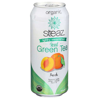 Steaz - Organic Kosher Peach Lightly Sweeten w/Wheat-Free, Yeast-Free, Fair-Trade Caffeinated Iced Green Tea (Case of 12) 16oz