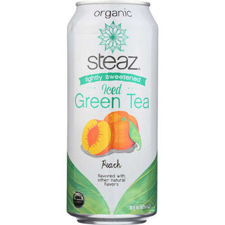 Steaz - Organic Kosher Peach Lightly Sweeten w/Wheat-Free, Yeast-Free, Fair-Trade Caffeinated Iced Green Tea (Case of 12) 16oz