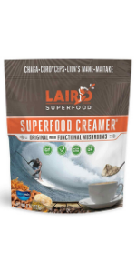 Laird Superfood Creamer w/Functional Mushrooms: Chaga, Lion's Mane, Maitake, Cordyceps Mushrooms & Extra Virgin Coconut Oil (Case of 6) 8oz Bags