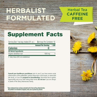 Traditional Medicinals Organic Herbal Kosher Roasted Dandelion Root w/Support Natural Detoxification & Healthy Digestion Supports Kidney Function & Healthy Digestion GMO-Free, Caffeine-Free Herbal Tea (Case of 6) 16 Tea Bags