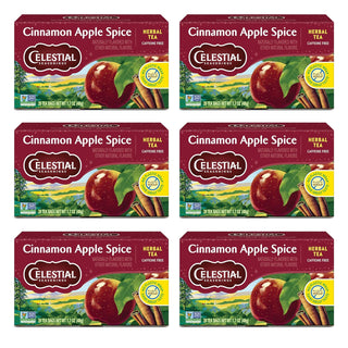 Celestial Seasonings Herbal Kosher, Cinnamon Apple Spice w/Blended Cinnamon, Hibiscus, Chamomile, Roasted Chicory, w/Notes of Chocolate & Butterscotch, Gluten-Free, Caffeine-Free Herbal Tea (Case of 6) 20 Tea Bags