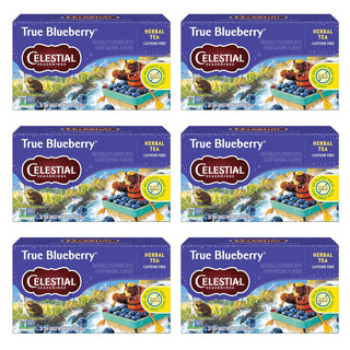 Celestial Seasonings Herbal True Blueberry w/Subtle Overtones of Purple Gapes, Hibiscus, Caffeine-Free Herbal Tea (Case Of 6) 20 Tea Bags