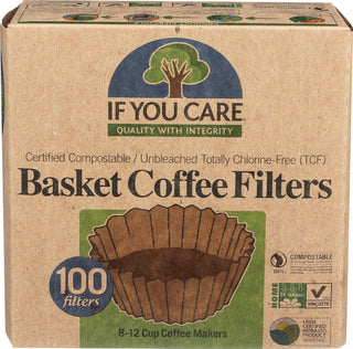 If You Care Kosher Brown Unbleached Chlorine-Free Natural, Biodegradable, Compostable, Chlorine Free Gluten-Free Cone Filters (Case of 12) 100 Count