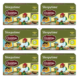 Celestial Seasonings Herbal "Sleepytime" w/Chamomile, Lemongrass, Spearmint, Tilia Flowers, Hawthorn, Other Natural Flavors, Non-GMO Caffeine-Free Herbal Tea (Case Of 6) 20 Tea Bags