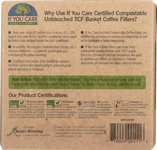 If You Care Kosher Brown Unbleached Chlorine-Free Natural, Biodegradable, Compostable, Chlorine Free Gluten-Free Cone Filters (Case of 12) 100 Count