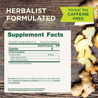 Traditional Medicinals Organic Herbal Kosher Golden Ginger w/Chamomile Flower Fair-Trade GMO-Free Caffeine-Free Herbal Tea (Case of 6) 16 Tea Bags