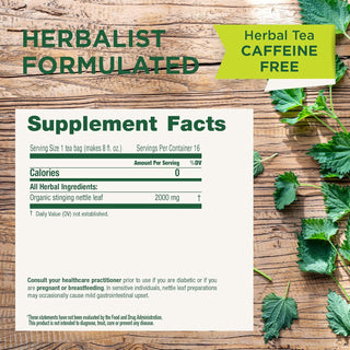 Traditional Medicinals Organic Herbal Kosher Nettle Leaf w/Stinging Nettle Leaf, Naturally Caffeine-Free Herbal Tea (Case of 6) 16 Tea Bags