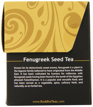 Buddha Teas Organic Herbal Kosher Fenugreek Seed, CCOF Organic, Clean Ingredients, GMO-Free, Bleach-Free Caffeine-Free Green Tea (Case of 6) 18 Tea Bags