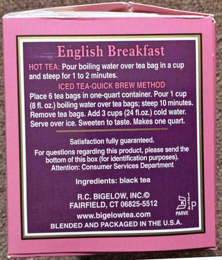 Bigelow Tea Kosher English Breakfast Black w/Carefully Selected & Handpicked Tea Leaves, GMO-Free, All Natural Black Tea (Case of 6) 20 Tea Bags