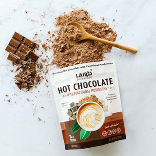 Laird Superfood Organic Cocoa, Hot Chocolate w/Functional Mushroom, Aquamin Gluten-Free, Vegan, Non-GMO, Dairy-Free. Soy-Free, No Artificial Ingredients Hot Chocolate Powder (Case of 6) 8oz Bags