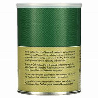 Cafe Altura Organic Kosher 100% Arabica Medium Roasted Ground Bean, w/Selects Ripened Cherries, GMO-Free Regular Air Roast Decaffeinated Coffee (Case of 6) 12oz Canister