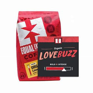 Equal Exchange Organic 100% Arabica Medium-Light Whole Bean Love Buzz w/Notes of Molasses, Toasted, Marshmallows & Walnuts Caffeinated Coffee (Case of 6)12oz Bags