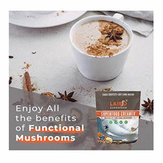 Laird Superfood Creamer w/Functional Mushrooms: Chaga, Lion's Mane, Maitake, Cordyceps Mushrooms & Extra Virgin Coconut Oil (Case of 6) 8oz Bags