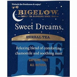 Bigelow Tea Herbal Kosher "Sweet Dreams" w/ Chamomile, Hibiscus, Peppermint Leaves, Rose Blossoms Spearmint Leaves, Spice, Orange Blossoms, Mint, Gluten-Free, GMO-Free, Caffeine-Free Green Tea (Case of 6) 20 Tea Bags