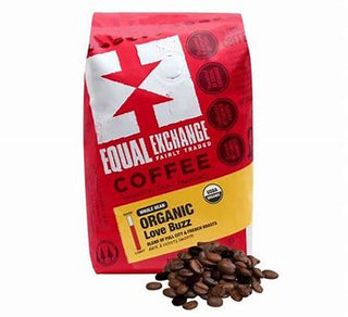 Equal Exchange Organic 100% Arabica Medium-Light Whole Bean Love Buzz w/Notes of Molasses, Toasted, Marshmallows & Walnuts Caffeinated Coffee (Case of 6)12oz Bags
