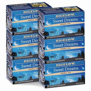 Bigelow Tea Herbal Kosher "Sweet Dreams" w/ Chamomile, Hibiscus, Peppermint Leaves, Rose Blossoms Spearmint Leaves, Spice, Orange Blossoms, Mint, Gluten-Free, GMO-Free, Caffeine-Free Green Tea (Case of 6) 20 Tea Bags