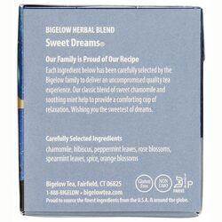 Bigelow Tea Herbal Kosher "Sweet Dreams" w/ Chamomile, Hibiscus, Peppermint Leaves, Rose Blossoms Spearmint Leaves, Spice, Orange Blossoms, Mint, Gluten-Free, GMO-Free, Caffeine-Free Green Tea (Case of 6) 20 Tea Bags